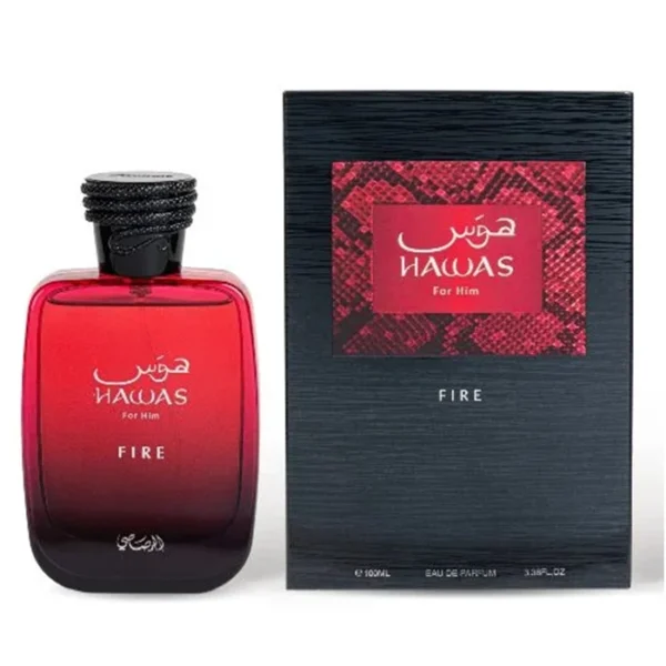 Hawas Fire by Rasasi - For Men - Eau De Parfum - Aromatic Aquatic fragrance - Long Lasting Fragrance - Ideal Gift - 100mL