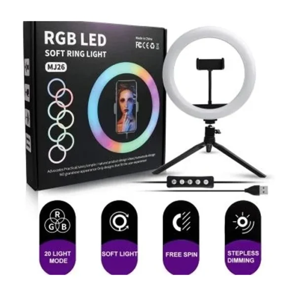 26Cm MJ26 10.2 RGB Led Soft Ring Light